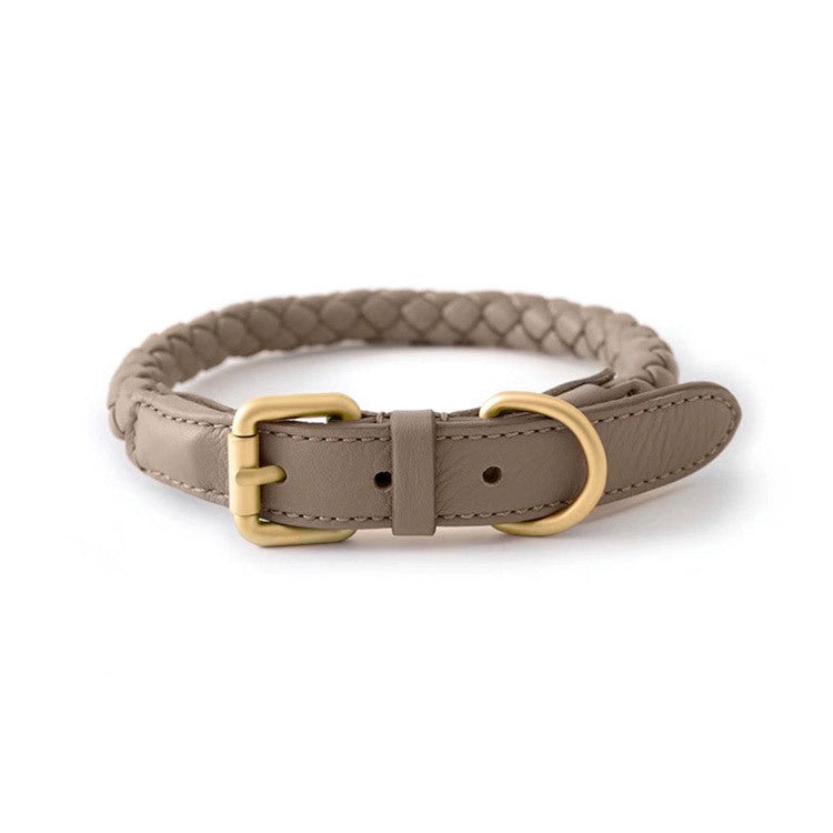 Woven leather dog collar